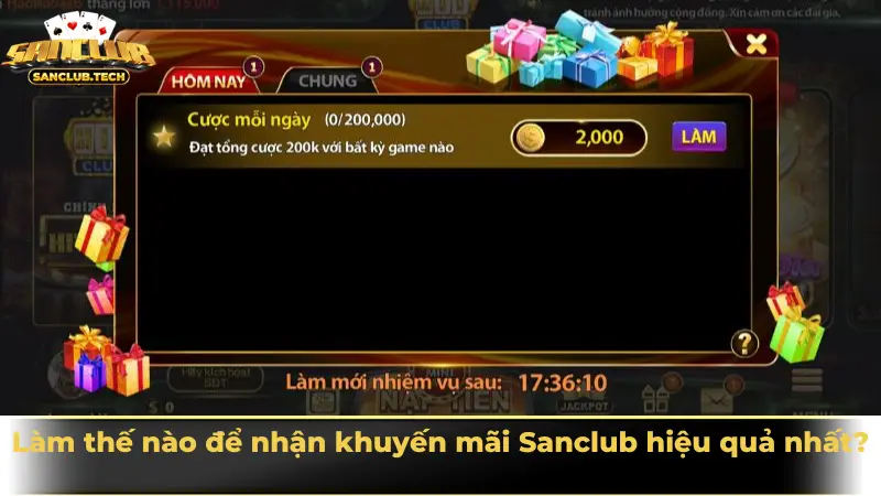 Bí quyết săn khuyến mãi Sanclub giúp game thủ tăng cơ hội thắng lớn 3 Làm thế nào để nhận khuyến mãi Sanclub hiệu quả nhất?