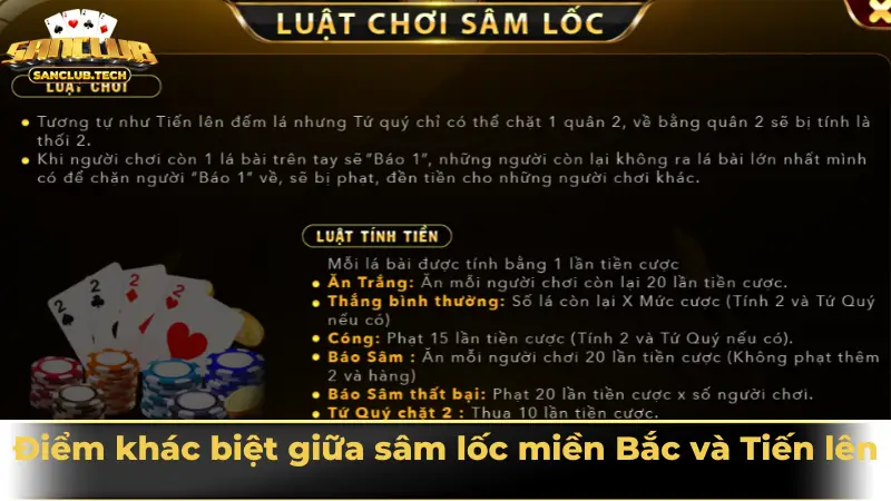 Sâm lốc miền Bắc – Tinh hoa bài lá trong văn hóa dân gian Việt 2 Điểm khác biệt giữa sâm lốc miền Bắc và Tiến lên