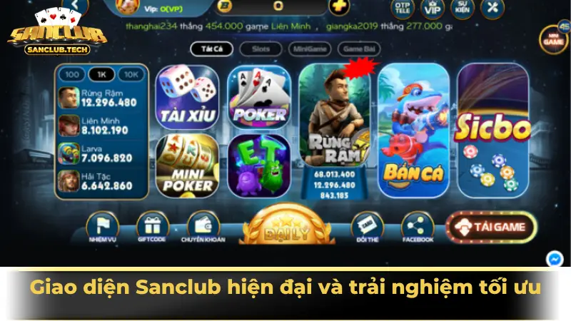 SanClub – Cổng game giải trí đổi thưởng uy tín số 1 Việt Nam 25 Giao diện Sanclub hiện đại và trải nghiệm tối ưu